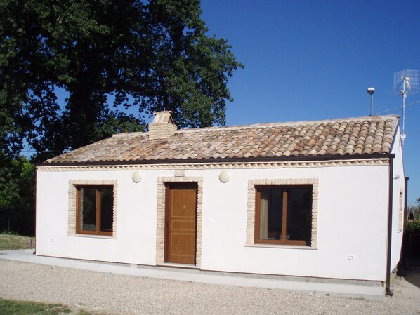 The front view of the house