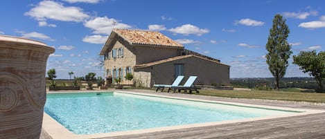 Le gîte et la piscine