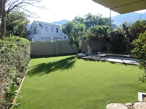 The garden with newly laid grass