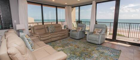 Living Room Area Is Very Ample With Fantastic Ocean views