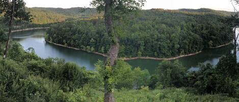 Panoramic view out the back porch