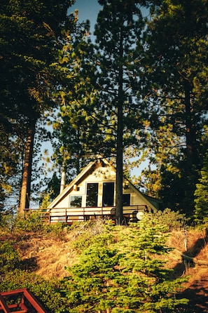 Lake front cabin situated among the beautiful California pines