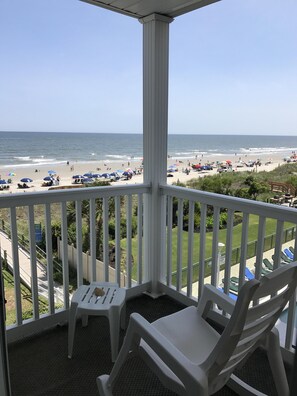 Rocking chairs on balcony to enjoy the view