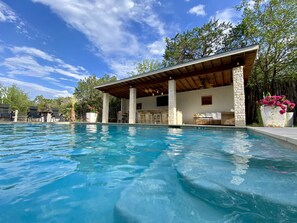 AGAVE POINT - The massive 40' aqua marine pool is extra deep, crystal clear and oh so refreshing.