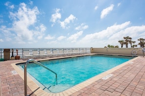 Beautiful heated pool overlooking the ocean 