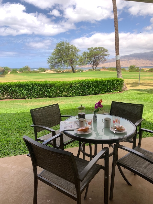 Enjoy a relaxing breakfast on the lanai while breathing in the fresh Maui air. 