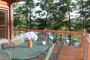 Deck for morning coffee overlooking the lake