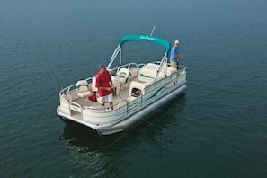 21' Fishing Barge Pontoon available for an additional cost. (Stock photo)