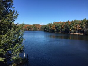 View of lake from deck in October