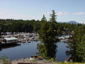 Knudson Cove Retreat overlooks Knudson Cove Marina and Clover Passage.