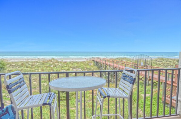 Private balcony with direct oceanfront view