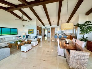 View into condo from patio
