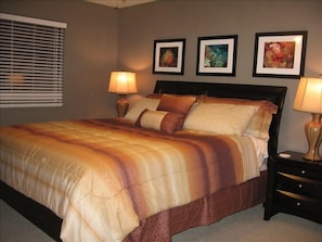 Master Bedroom with California king bed.