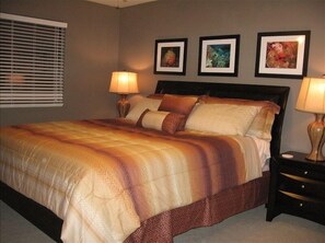 Master Bedroom with California king bed.