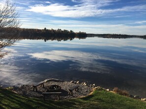 Fire pit right on the waters edge