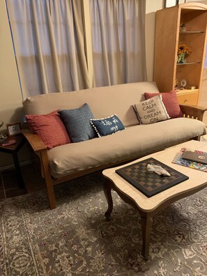Comfy Futon! Linens provided.