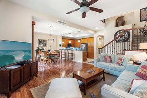 View from living room- looking at kitchen and dining area