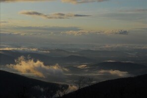 An early spring morning view of the Blue Ridge Mountains from the living room.