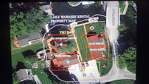 Satellite view of the entire property including owners home and three  Condos