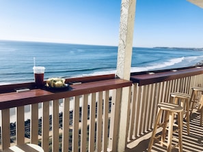 Large private balcony overlooking the Pacific Ocean 