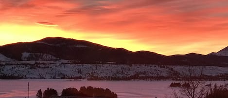 Wake up to sunrise from the deck.