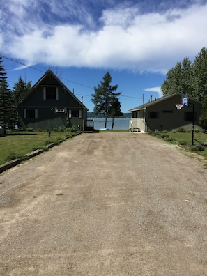 shared driveway with basketball hoop