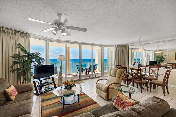Living room with gulf front view