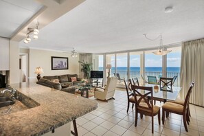 Dining area and living room