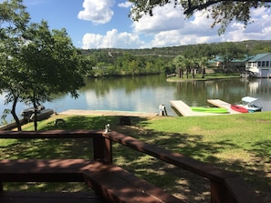 View of the backyard/ lake