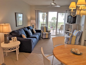 Living area with dining table and beautiful view