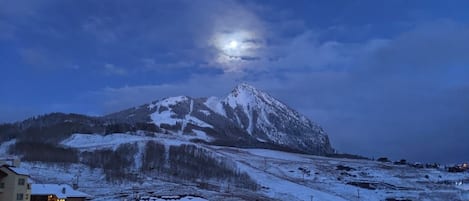 Night view from our patio of Mt. CB 