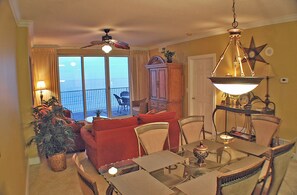 Dining Room Looking over Living area to balcony