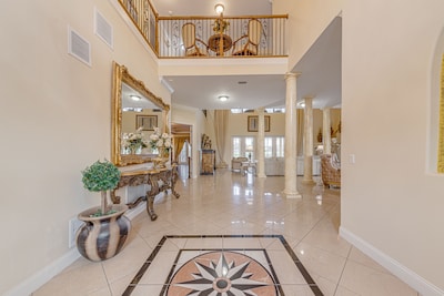 Entrance with marble flooring