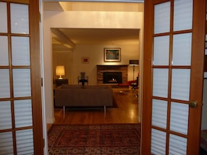 French door from study into living room