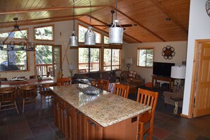 view from kitchen in living/dining rooms