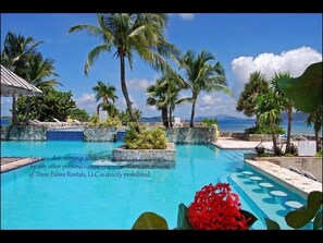 Our newly tiled, freshwater tiered pool for guests/owners use w/ stunning views 