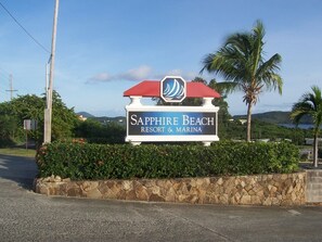 Entrance sign at top of the hill