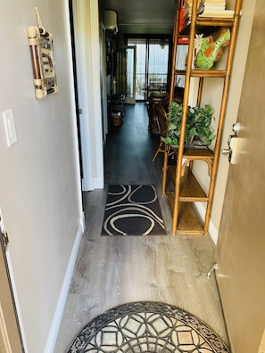 Entry into condo with new vinyl floors