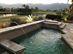 pool view with water feature running