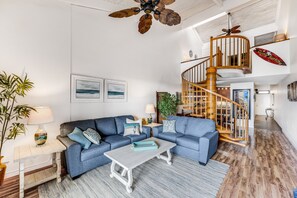 Beach-themed living room. 