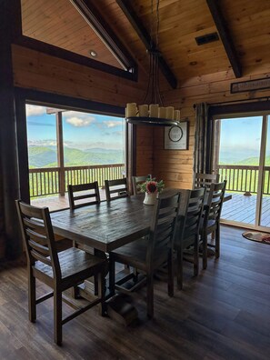 dining table with view. 8 chairs