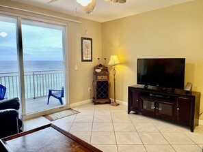 Family room with oceanfront view