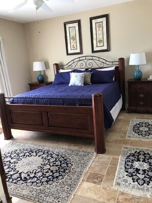 Master Bedroom with tile from Turkey and rugs from Persia (Iran).