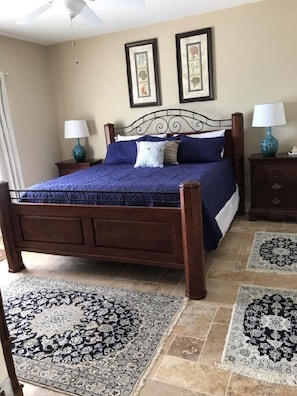 Master Bedroom with tile from Turkey and rugs from Persia (Iran).