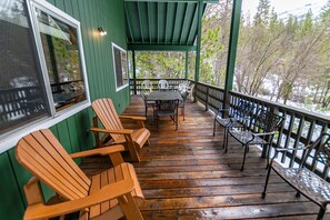 Front deck with gas grill. The view from our front deck has the gorgeous Wawona Dome on a clear day!