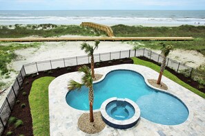From the back deck overlooking the pool and beach