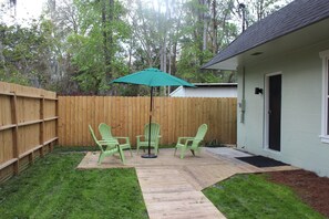 The private courtyard for you and if he or she joins you, your pup.