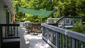 Walkway to the deck and the entrance to the rental unit.