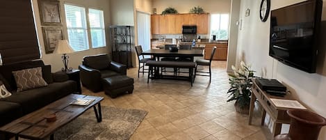 Family Room that extends to Kitchen.  View from the Front Hallway