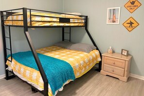 Bright and beachy, second bedroom for exhausted beach kids, both big and small!